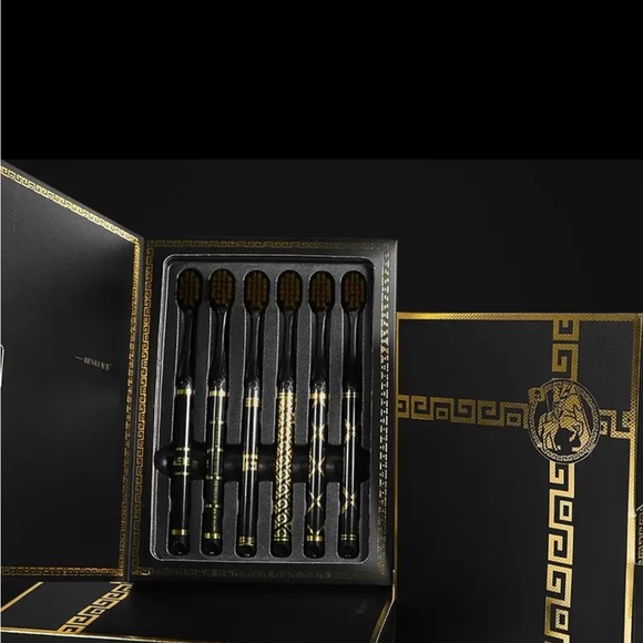 6pcs Luxury Black & Golden Soft Bristle Toothbrushes for Adults - Gentle - Picture 1 of 4